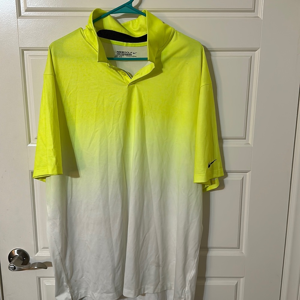 Yellow/White Nike Golf Performance Dri Fit Polo
